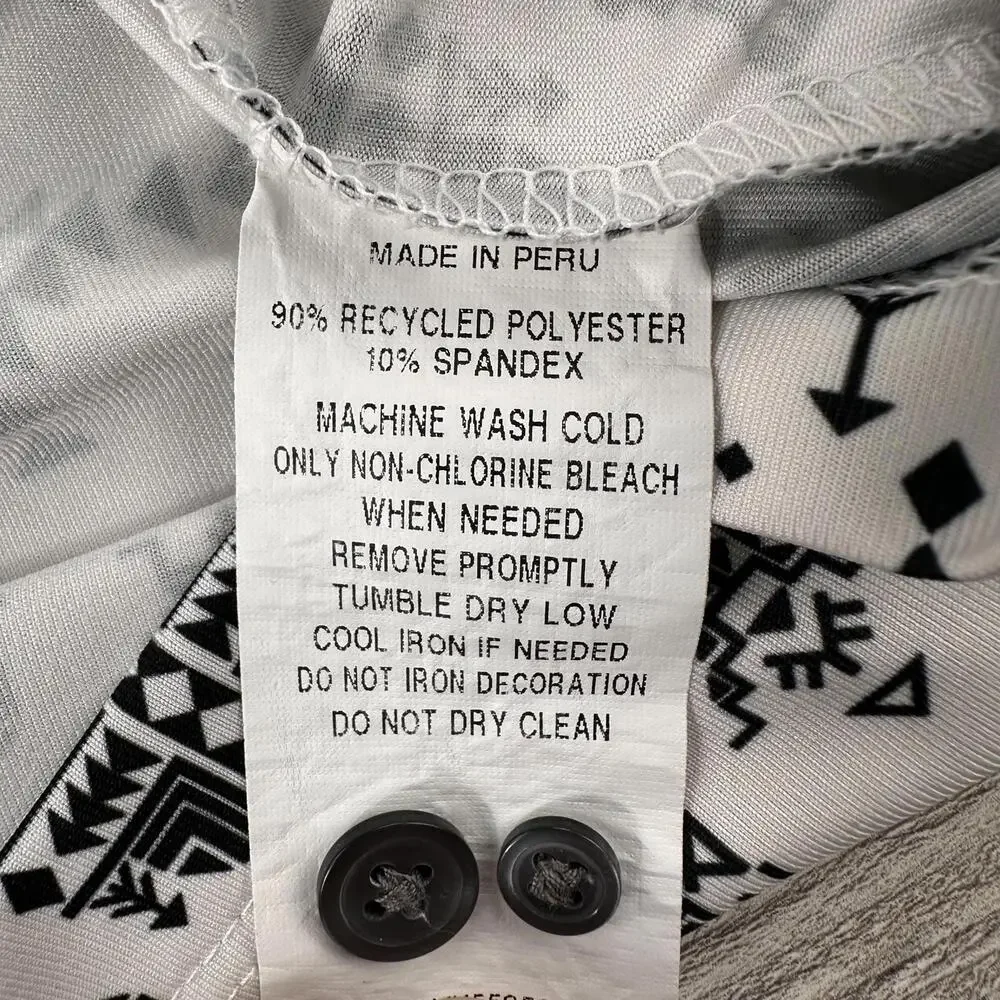 Greyson Polo Shirt Mens Medium White Black Aztec Southwestern Dakota Dunes - Picture 6 of 8